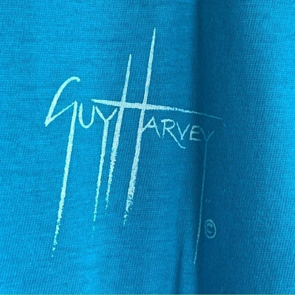 Guy Harvey Women`s Blue Marlins Fish Graphic Short Sleeve T-Shirt Large Double - Picture 4 of 7